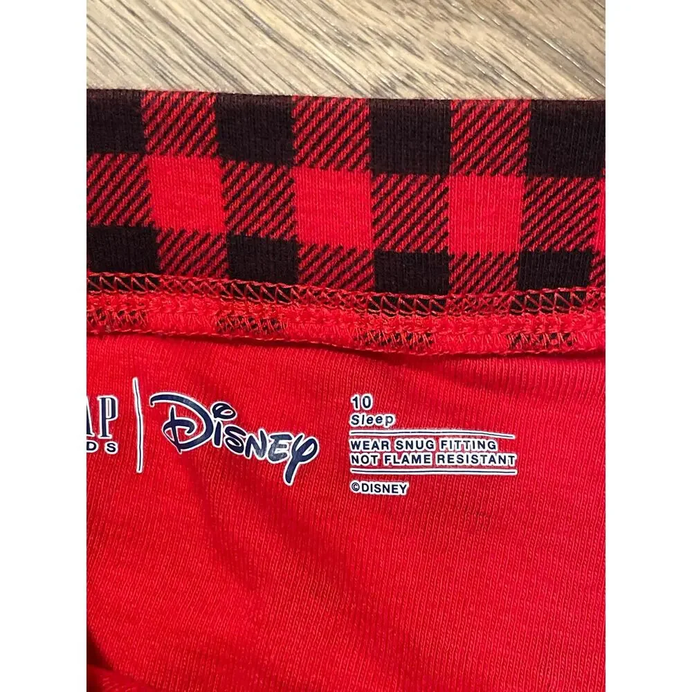 Gap Disney Holiday Pajama Set Size M Red Gray Mickey and Friends Unisex Knit